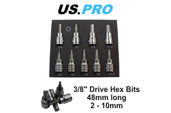 Inbus doppenset 3/8" 9-delig