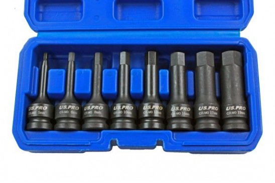 Inbus doppenset kracht/ impact 1/2" 8-delig