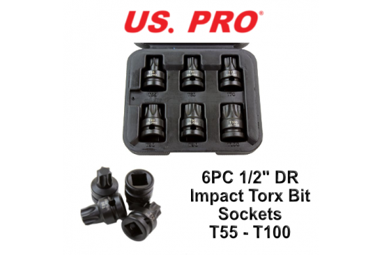 Torx doppenset kracht/ impact 1/2" 6-delig