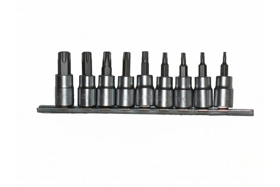 Torx doppenset met boring 3/8" 9-delig