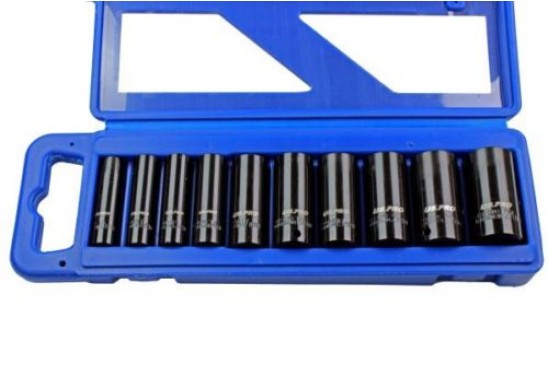 Doppenset kracht/ impact 6-kant 3/8" diep 10-delig