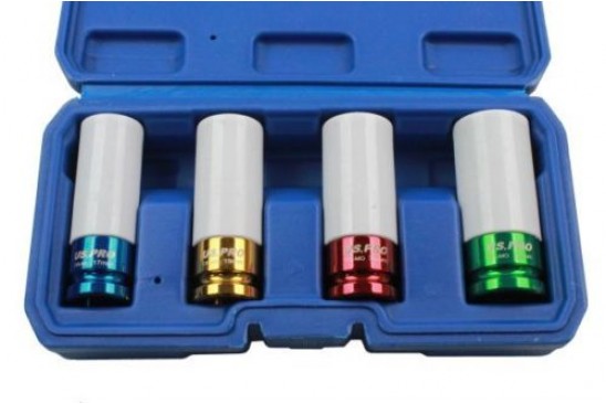 Krachtdoppenset 1/2" met teflonbescherming 4-delig