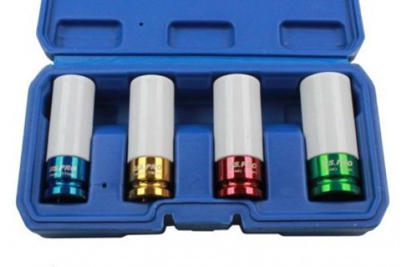 Krachtdoppenset 1/2" met teflonbescherming 4-delig