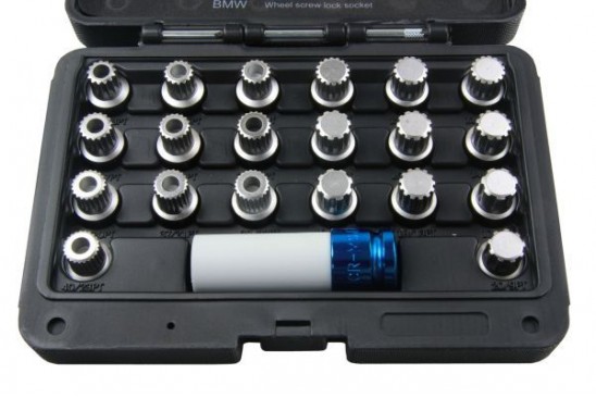 Slotbout sleutel/ wielslotbout doppenset BMW 21-delig