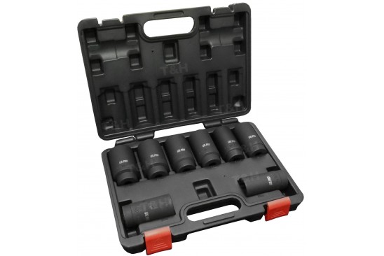 Krachtdoppenset 12-kant "Lug Nut" diep 1/2" 8-delig