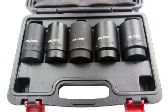 Krachtdoppenset naafmoer 12-kant "Hub Nut" diep 1/2" 5-delig