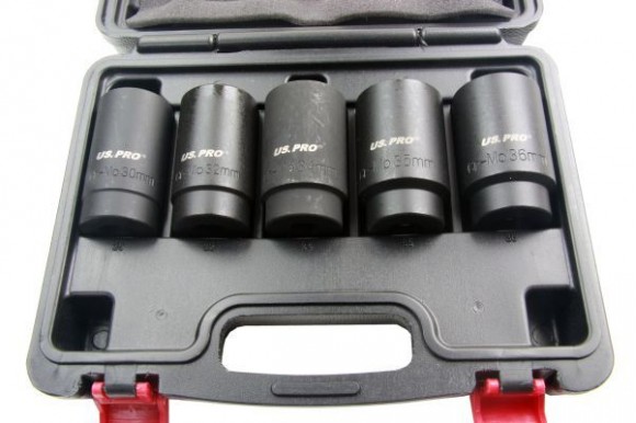 Krachtdoppenset naafmoer 12-kant "Hub Nut" diep 1/2" 5-delig