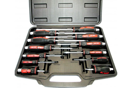 Schroevendraaierset Sleuf en Pozidriv "go-thru" 12-delig