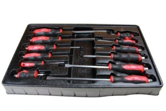 Schroevendraaierset Sleuf en Pozidriv "go-thru" 12-delig