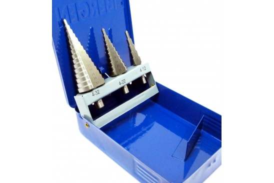 Trapgatboren-/ stappenborenset HSS titanium gecoat 3-delig