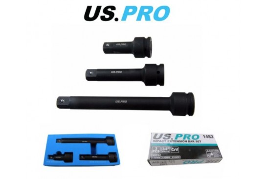 Dop kracht verlengstukkenset 3/4" 3-delig