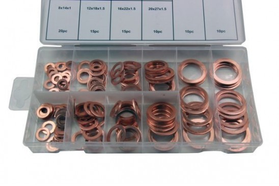 Koperen afdichtingsringen assortiment 140-delig