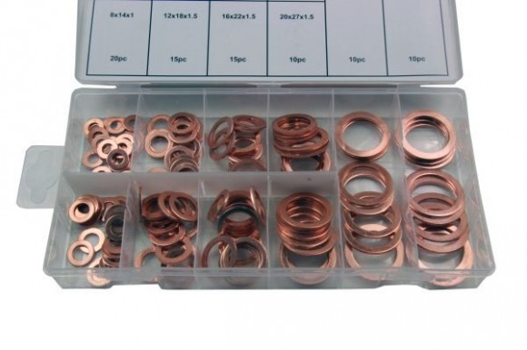 Koperen afdichtingsringen assortiment 140-delig
