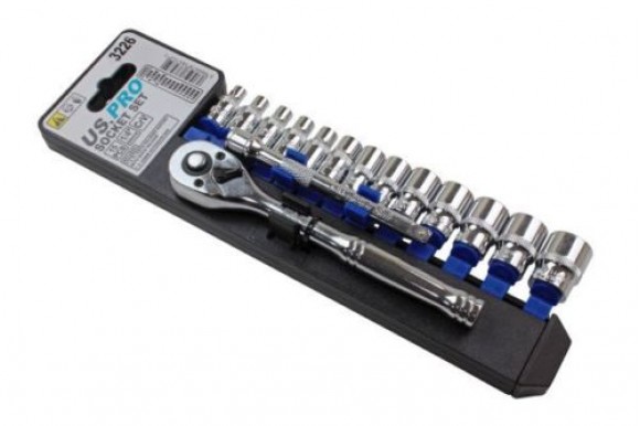 Dopsleutelset 4 t/m 14 mm met 72-tandige ratel 1/4" 15-delig