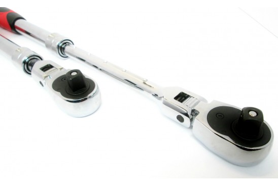 Uitschuifbare ratel met buigbare ratelkop 72-tandig 250 - 350 mm lang 3/8"