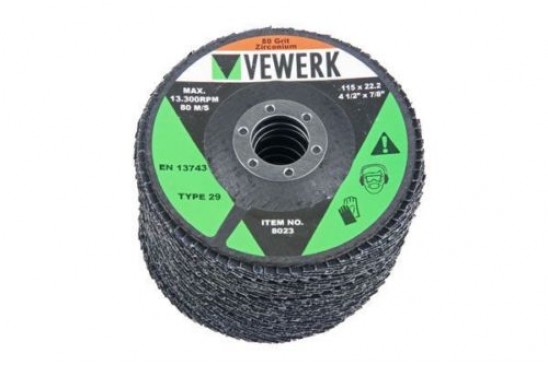 Lammelen schuurschijven K80 Zirconium 115 x 22,2 mm 10 stuks