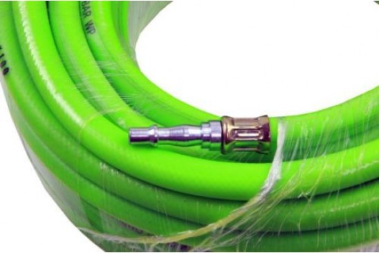 Rubberen luchtslang 1/4" met snelkoppelingen 15 meter lang