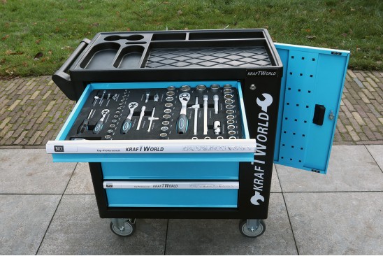 Gereedschapswagen BlueLine Deluxe FOAM inlays 6 laden (4 gevuld) blauw