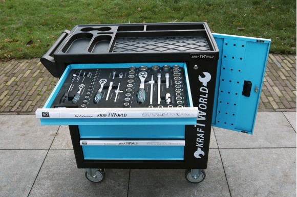 Gereedschapswagen BlueLine Deluxe FOAM inlays 6 laden (4 gevuld) blauw