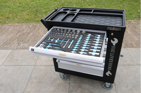 Gereedschapswagen BlackLine Deluxe FOAM inlays 7 laden (6 gevuld) zwart