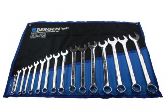 Ringsteeksleutelset SAE Engelse maten 1/4" tot 1 1/4" 16-delig 