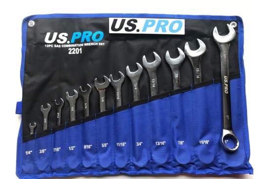 Ringsteeksleutelset SAE Engelse maten 1/4" tot 1 1/4" 12-delig