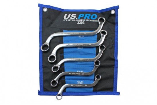 Ringsleutelset S-vormig 10 tot 19 mm 5-delig