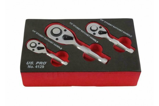 Ratelset kort 72-tandig 1/4", 3/8" en 1/2" in foam inlay 3-delig