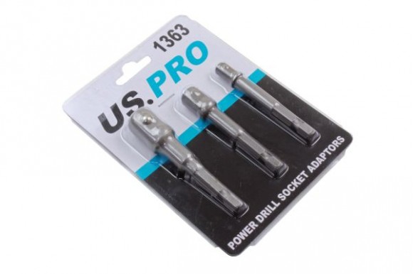 Dop adapterset voor boormachines 1/4", 3/8" en 1/2" 3-delig 