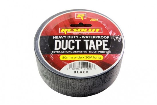 Duct tape / duck tape zwart watervast 50 mm x 50 meter