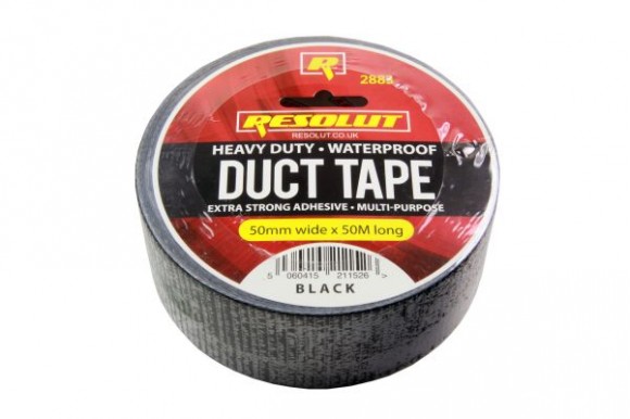 Duct tape / duck tape zwart watervast 50 mm x 50 meter