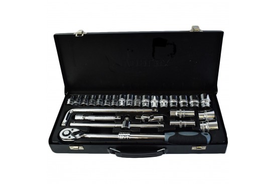 Doppenset met uitschuifbare ratel 1/2" 26-delig