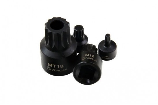 Spline (veeltand) doppenset kracht/impact 1/4", 3/8" en 1/2" 9-delig