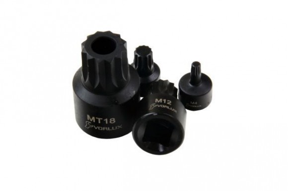 Spline (veeltand) doppenset kracht/impact 1/4", 3/8" en 1/2" 9-delig