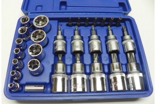Torx doppenset 1/4", 3/8"inch en 1/2" 29-delig