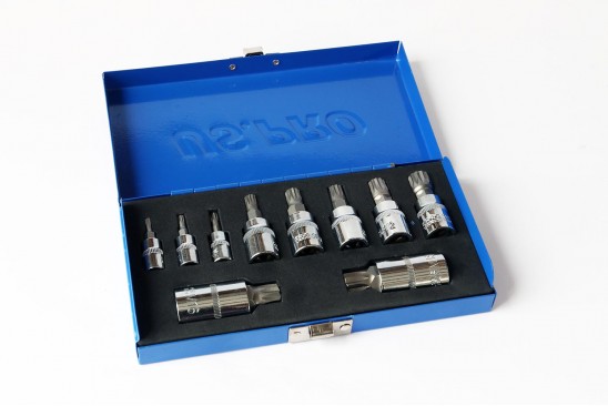 Spline doppenset tripple square 1/4", 3/8" en 1/2" 10-delig