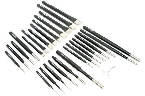 Pendrijver-, doorslag-, centerpuns-, en beitelset 28-delig