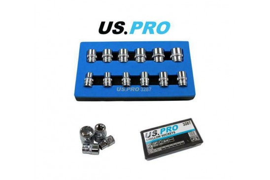 Doppenset 12-kant 3/8" 8 tot 19 mm in foam inlay 12-delig