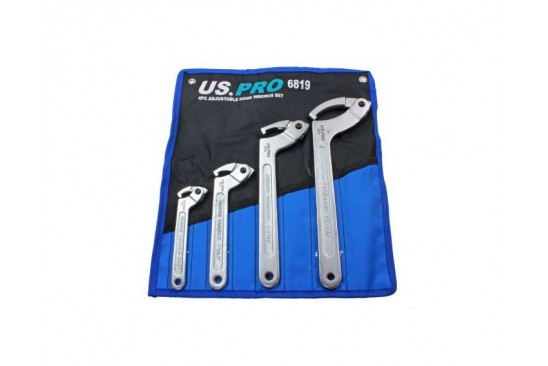 Haaksleutelset met scharnierende haak 4-delig