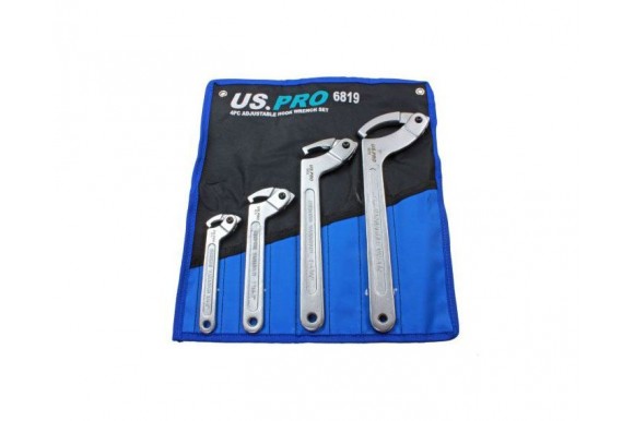 Haaksleutelset met scharnierende haak 4-delig