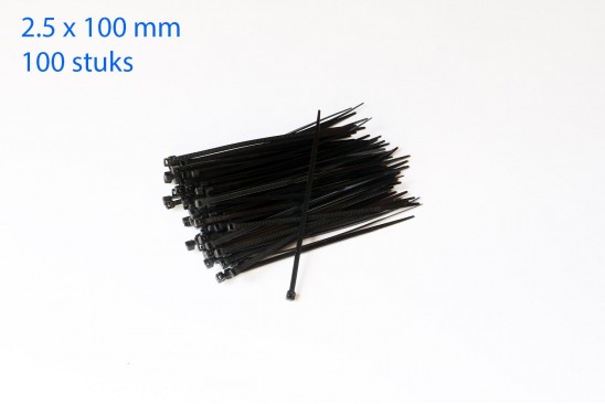 Kabelbinders / ty-raps zwart weerbestendig 100 x 2,5 mm 100 stuks
