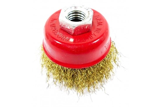 Komborstel / staalborstel 65 mm met koperdraad voor haakse slijper