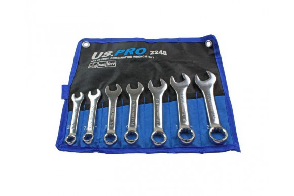 Ringsteeksleutelset stubby (korte uitvoering) SAE Engelse maten 3/8" tot 3/4" 7-delig