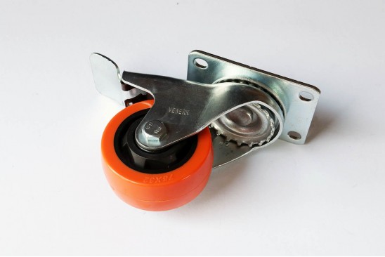 Zwenkwiel PVC met rem 75 mm dubbel gelagerd